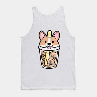 Kawaii Corgi Bubble Tea Tank Top